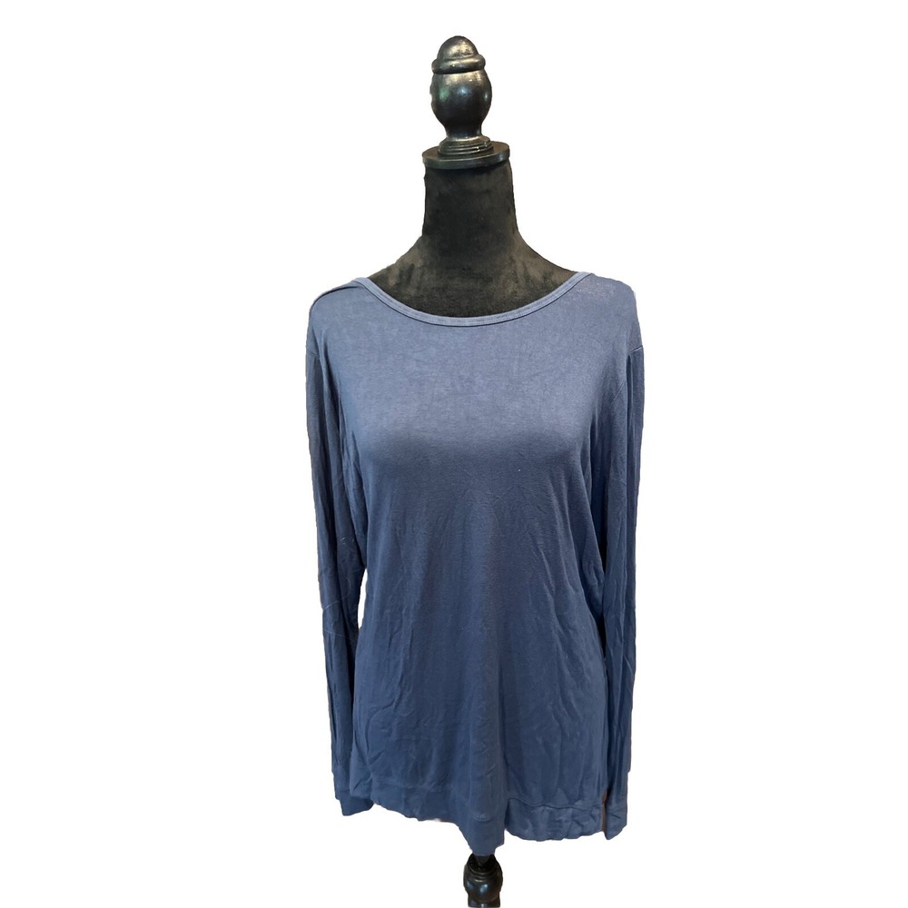 GAIAM Ruby Long Sleeve Top Size Large Cameo Blue Strappy Back Tunic Pullover